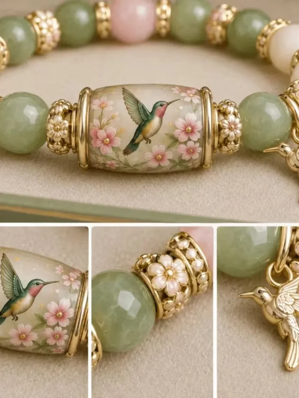 Hummingbird Stretch Bracelet with Gift Box - New